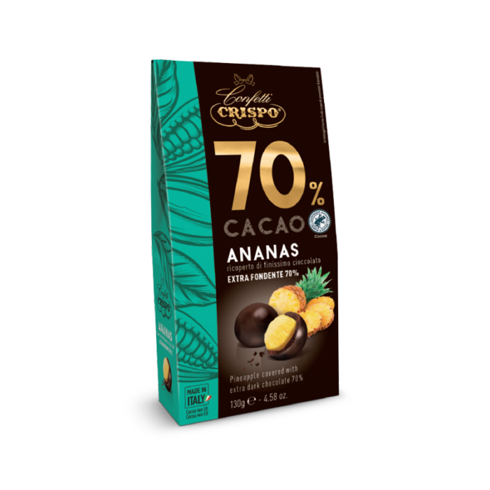 Crispo ananas ricoperto di cioccolato fondente -130g