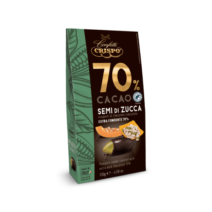 Crispo semi di zucca ricoperti di cioccolato fondente - 130g