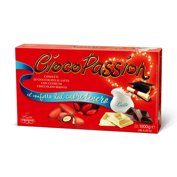 Crispo CiocoPassion cioccolato al latte con cuore bianco rosso - 1000g